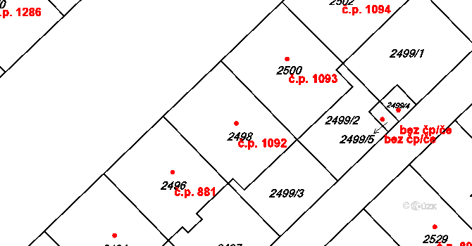 Nusle 1092, Praha na parcele st. 2498 v KÚ Nusle, Katastrální mapa