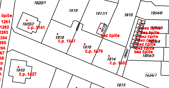 Česká Lípa 1479 na parcele st. 1916 v KÚ Česká Lípa, Katastrální mapa