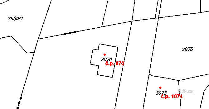 Rumburk 1 970, Rumburk na parcele st. 3070 v KÚ Rumburk, Katastrální mapa