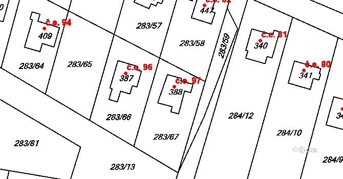 Konárovice 97, Katastrální mapa