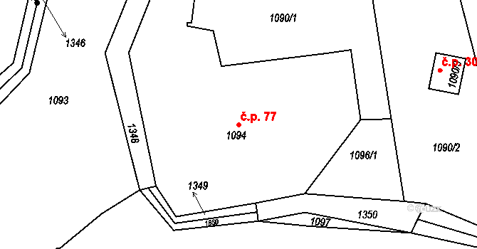 Jaroslavice 77, Zlín na parcele st. 1094 v KÚ Jaroslavice u Zlína, Katastrální mapa