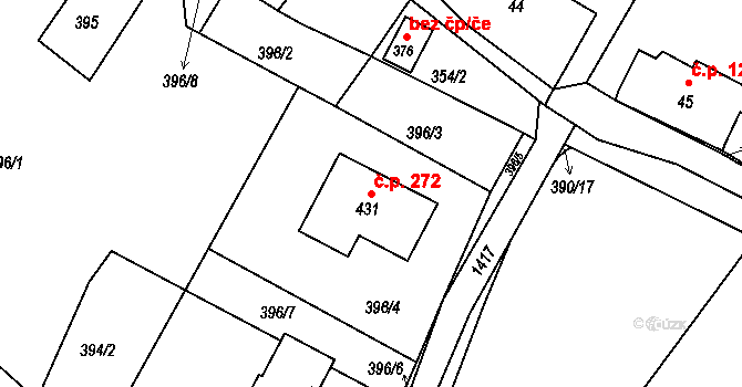 Kunčice 272, Letohrad na parcele st. 431 v KÚ Kunčice u Letohradu, Katastrální mapa