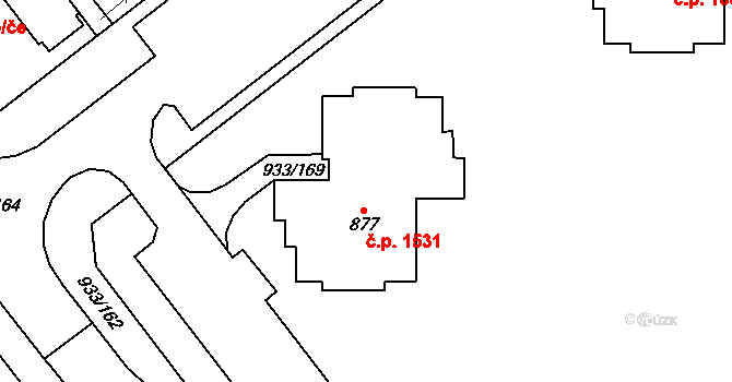 Vrchlabí 1531 na parcele st. 877 v KÚ Podhůří-Harta, Katastrální mapa
