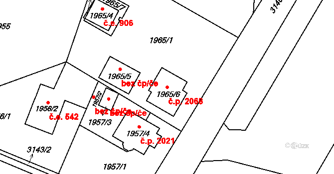 Bolevec 2068, Plzeň na parcele st. 1965/6 v KÚ Bolevec, Katastrální mapa