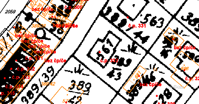 Nasavrky 332 na parcele st. 561 v KÚ Nasavrky, Katastrální mapa