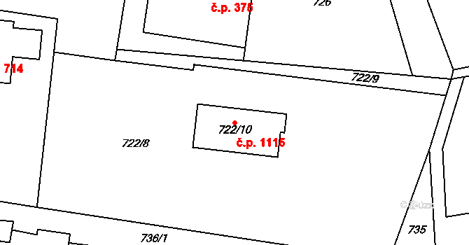 Bludovice 1115, Havířov na parcele st. 722/10 v KÚ Bludovice, Katastrální mapa