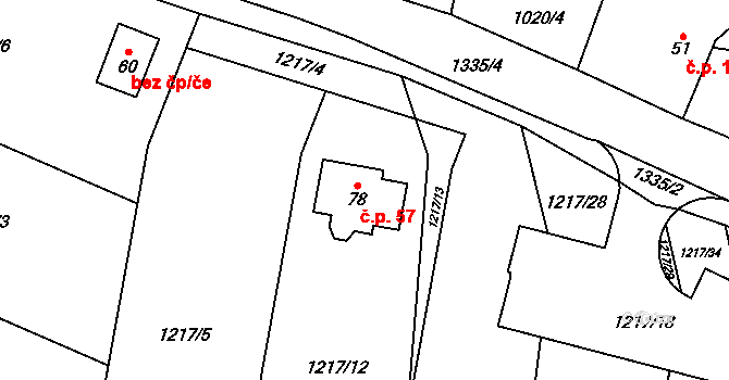Libkov 57 na parcele st. 78 v KÚ Libkov, Katastrální mapa