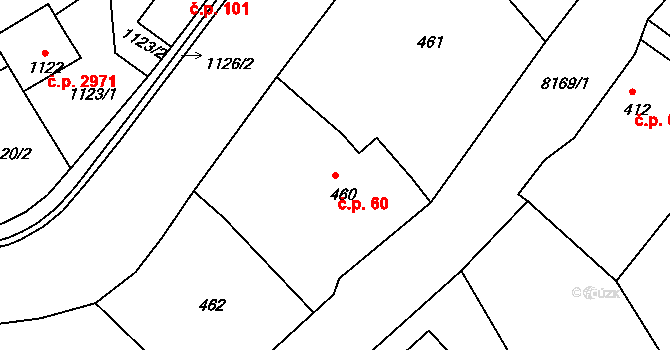 Varnsdorf 60 na parcele st. 460 v KÚ Varnsdorf, Katastrální mapa