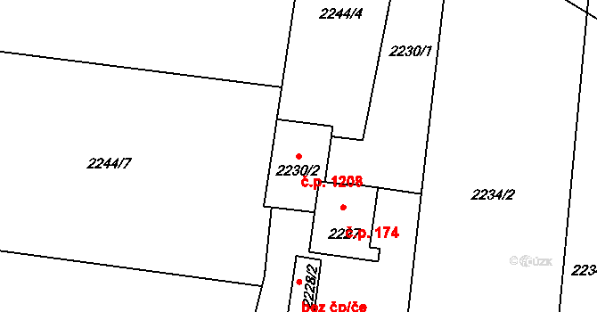 Dolní Lutyně 1208 na parcele st. 2230/2 v KÚ Dolní Lutyně, Katastrální mapa