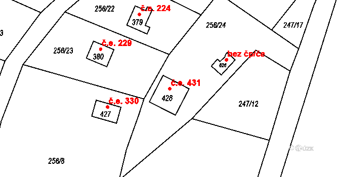 Třebsín 431, Krňany na parcele st. 428 v KÚ Třebsín, Katastrální mapa