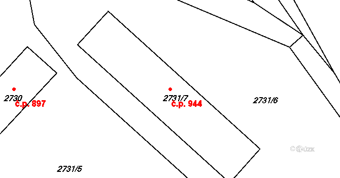 Pod Cvilínem 944, Krnov na parcele st. 2731/7 v KÚ Opavské Předměstí, Katastrální mapa