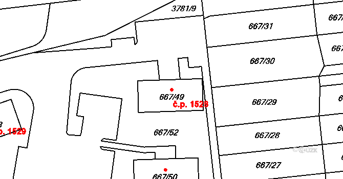 Žamberk 1528 na parcele st. 667/49 v KÚ Žamberk, Katastrální mapa