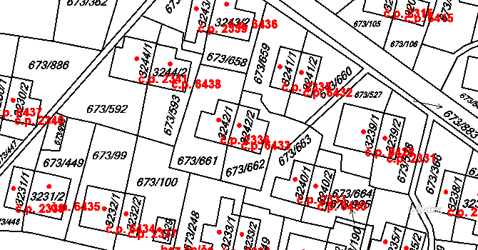 Zlín 6433 na parcele st. 3242/2 v KÚ Zlín, Katastrální mapa
