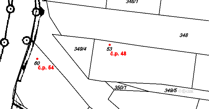 Jehnědno 48, Albrechtice nad Vltavou na parcele st. 53 v KÚ Jehnědno, Katastrální mapa