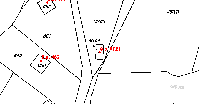 Brná 9721, Ústí nad Labem na parcele st. 653/4 v KÚ Brná nad Labem, Katastrální mapa
