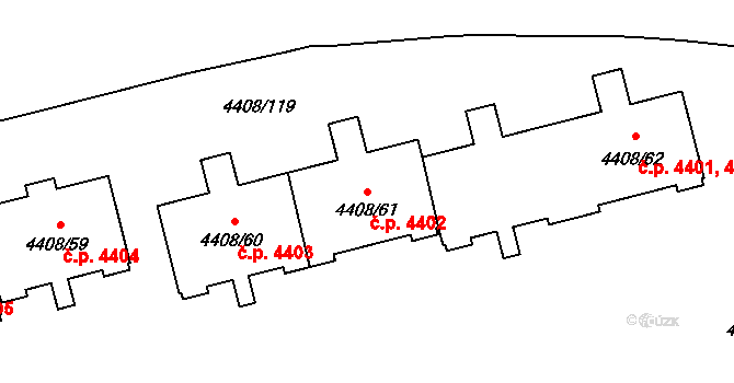 Poruba 4402, Ostrava na parcele st. 4408/61 v KÚ Poruba-sever, Katastrální mapa