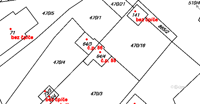 Jesenice 55, Okrouhlá na parcele st. 64/4 v KÚ Jesenice u Chebu, Katastrální mapa