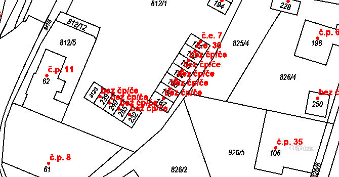Jimramov 40940195 na parcele st. 186 v KÚ Trhonice, Katastrální mapa