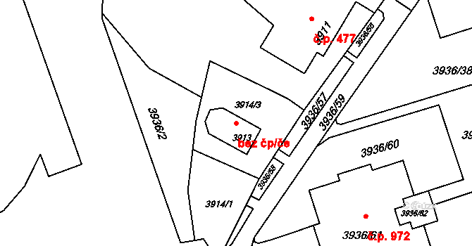Orlová 41744195 na parcele st. 3913 v KÚ Horní Lutyně, Katastrální mapa