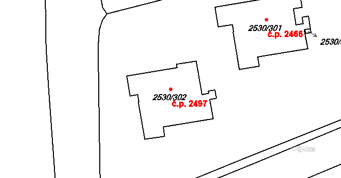 Předměstí 2497, Opava na parcele st. 2530/302 v KÚ Opava-Předměstí, Katastrální mapa