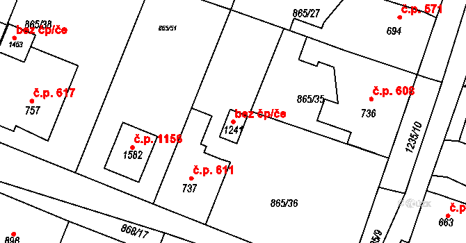 Bakov nad Jizerou 45285195 na parcele st. 1241 v KÚ Bakov nad Jizerou, Katastrální mapa