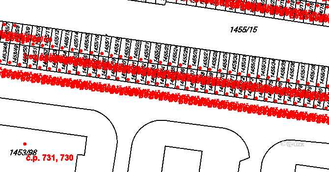 Kosmonosy 45308195 na parcele st. 1453/64 v KÚ Kosmonosy, Katastrální mapa