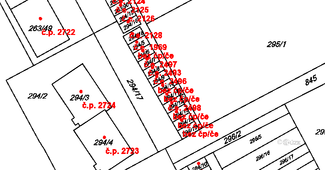 Znojmo 47507195 na parcele st. 294/10 v KÚ Znojmo-Louka, Katastrální mapa
