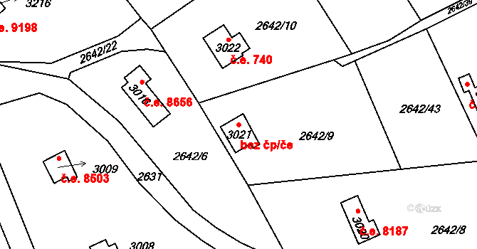 Ústí nad Orlicí 8090 na parcele st. 3021 v KÚ Ústí nad Orlicí, Katastrální mapa