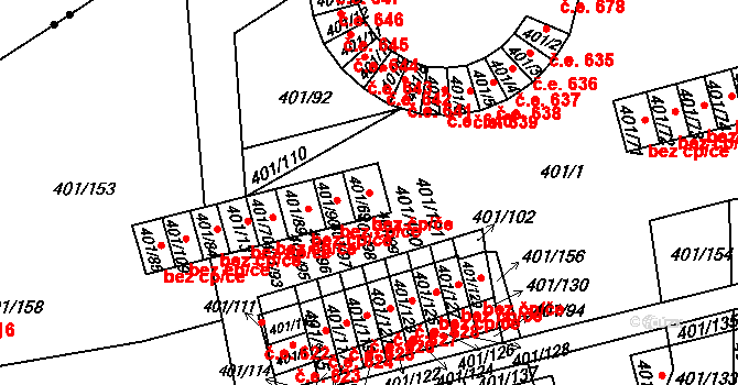 Bílina 50052195 na parcele st. 401/69 v KÚ Bílina-Újezd, Katastrální mapa