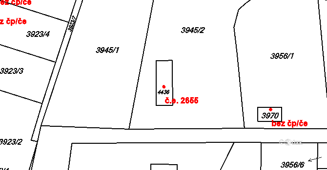 Žatec 2655 na parcele st. 4436 v KÚ Žatec, Katastrální mapa