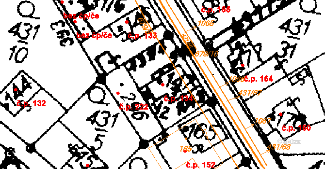 Nasavrky 134 na parcele st. 147/1 v KÚ Nasavrky, Katastrální mapa