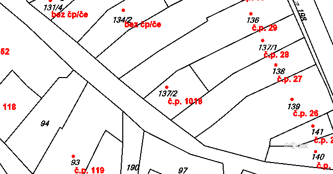 Odry 1018 na parcele st. 137/2 v KÚ Odry, Katastrální mapa