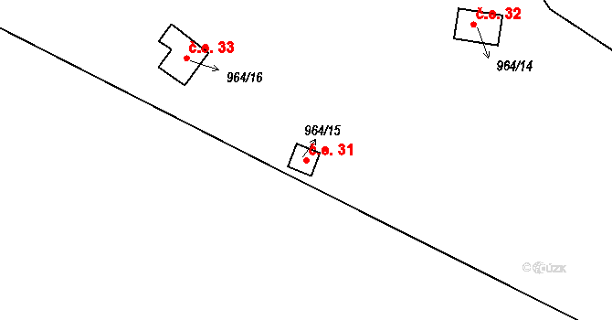 Luhov 31, Líšťany na parcele st. 964/15 v KÚ Luhov u Líšťan, Katastrální mapa