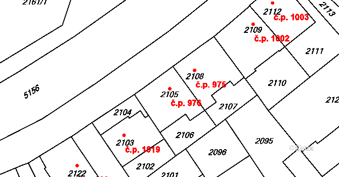 Louny 976 na parcele st. 2105 v KÚ Louny, Katastrální mapa