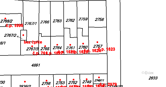 Louny 1624 na parcele st. 2760 v KÚ Louny, Katastrální mapa