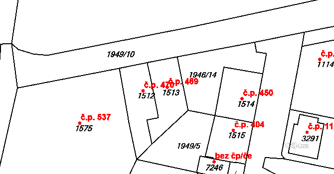 Havlíčkův Brod 469 na parcele st. 1513 v KÚ Havlíčkův Brod, Katastrální mapa