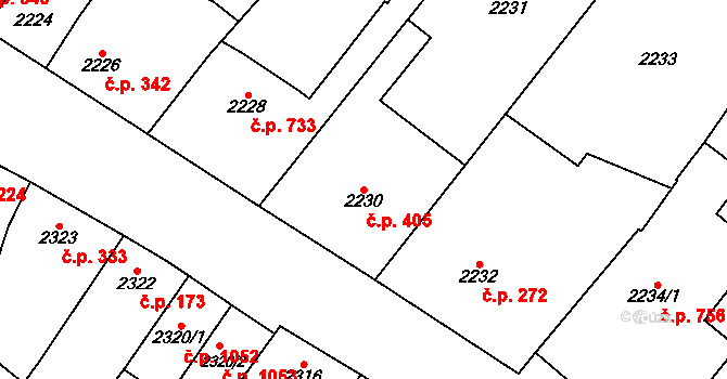 Pohořelice 405 na parcele st. 2230 v KÚ Pohořelice nad Jihlavou, Katastrální mapa