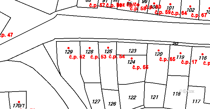 Bílovice 54, Bílovice-Lutotín na parcele st. 125 v KÚ Bílovice, Katastrální mapa