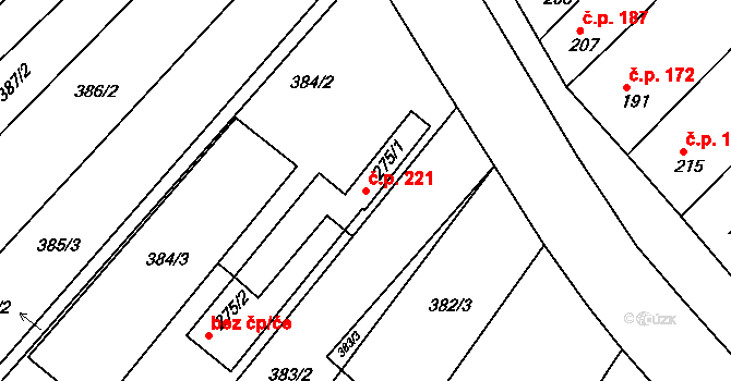 Čelechovice na Hané 221 na parcele st. 275/1 v KÚ Čelechovice na Hané, Katastrální mapa