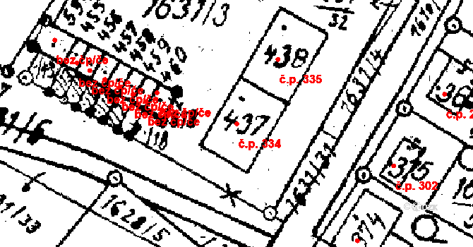 Horní Štěpánov 334 na parcele st. 437 v KÚ Horní Štěpánov, Katastrální mapa
