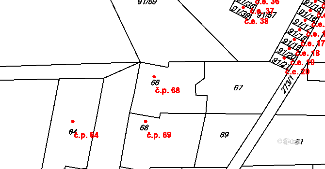 Honice 68, Stochov na parcele st. 66 v KÚ Honice, Katastrální mapa