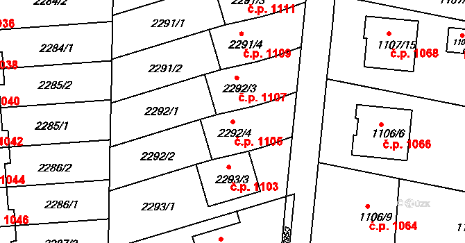 Lyžbice 1105, Třinec na parcele st. 2292/4 v KÚ Lyžbice, Katastrální mapa