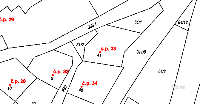 Vysoká Pec 33, Bohutín na parcele st. 41 v KÚ Vysoká Pec u Bohutína, Katastrální mapa