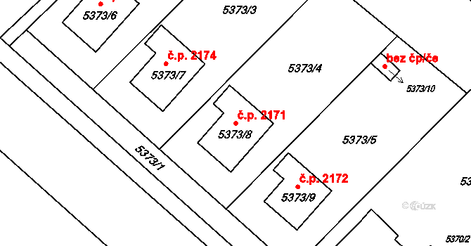 Pod Bezručovým vrchem 2171, Krnov na parcele st. 5373/8 v KÚ Krnov-Horní Předměstí, Katastrální mapa