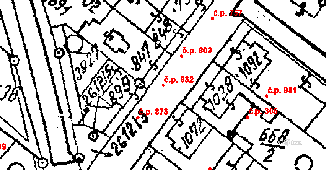 Lanžhot 832 na parcele st. 847 v KÚ Lanžhot, Katastrální mapa