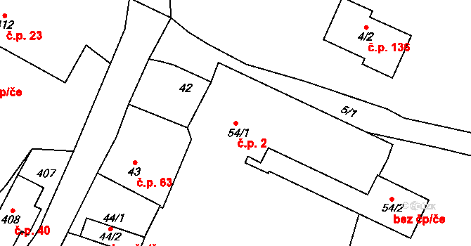 Lhotka 2 na parcele st. 54/1 v KÚ Lhotka u Hořovic, Katastrální mapa