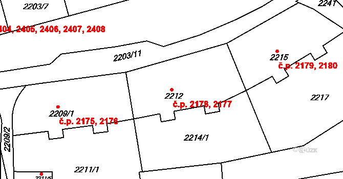 Ústí nad Labem-centrum 2177,2178, Ústí nad Labem na parcele st. 2212 v KÚ Ústí nad Labem, Katastrální mapa
