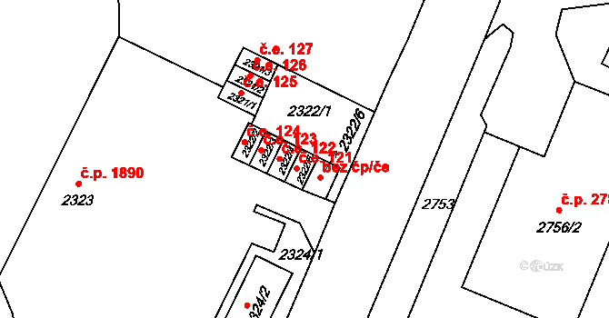 Ústí nad Labem-centrum 121, Ústí nad Labem na parcele st. 2322/5 v KÚ Ústí nad Labem, Katastrální mapa