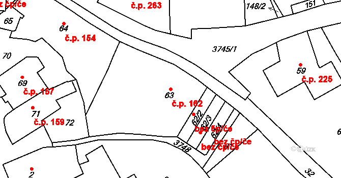 Žamberk 162 na parcele st. 63 v KÚ Žamberk, Katastrální mapa