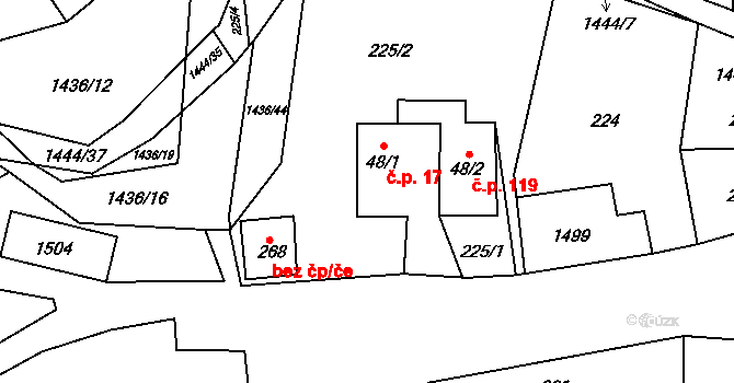 Široký Důl 17 na parcele st. 48/1 v KÚ Široký Důl, Katastrální mapa